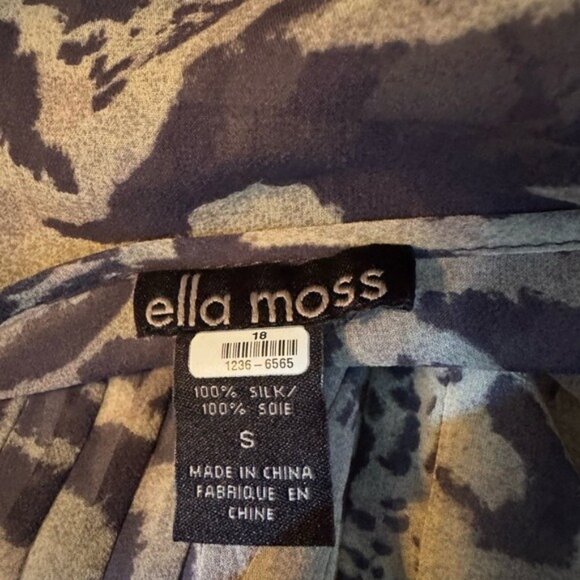 Ella Moss Womens Silk‎ Blouse Top Small Artsy Bohemian Quiet Luxury Tan Black - Picture 5 of 7